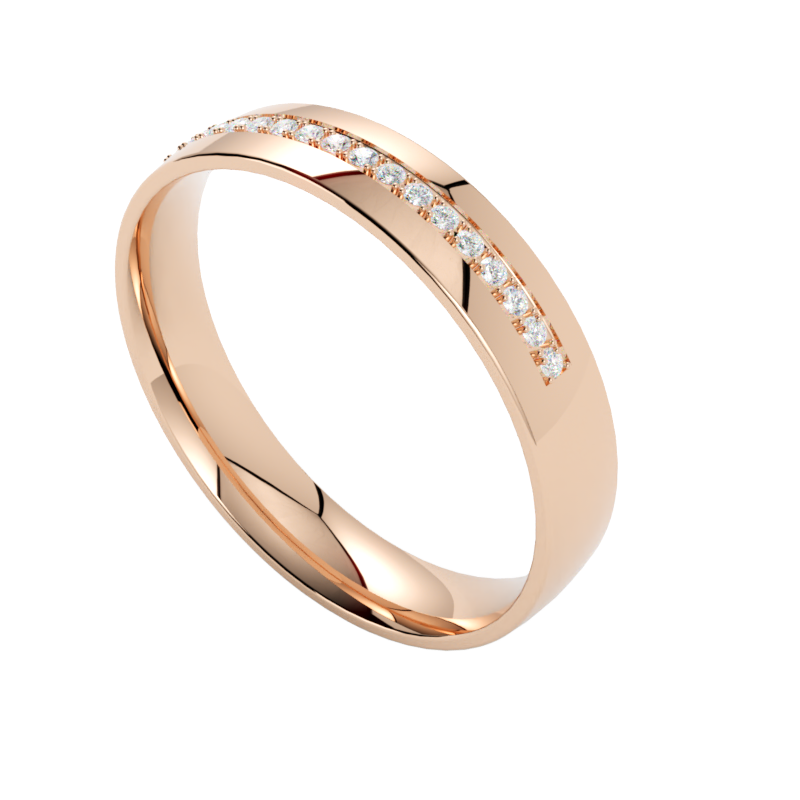 Różowe złoto, obrączka ślubna z diamentami  dla kobiet